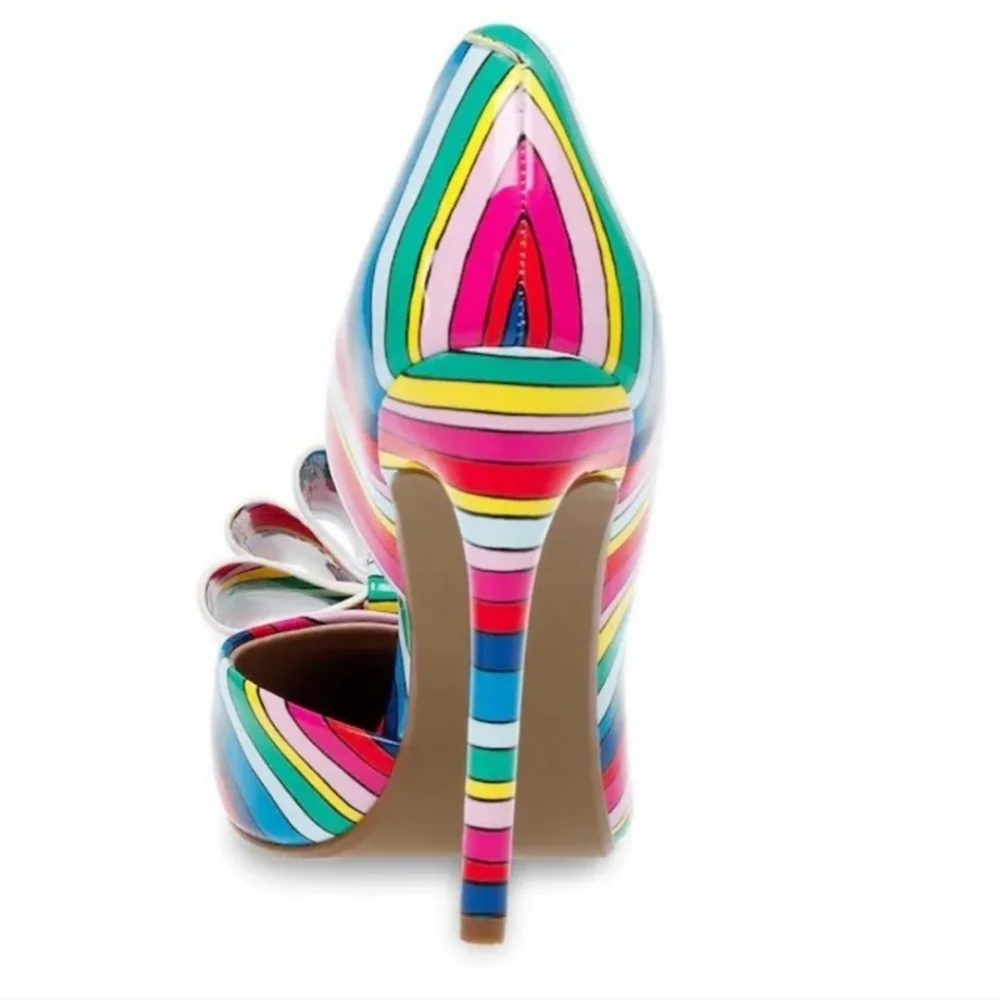 Betsey Johnson Prince-P Bright Multicolor Bow Pumps - Picture 2 of 9